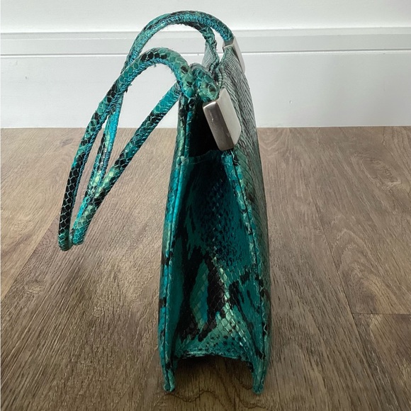 Vintage Y2K Carvela mini bag small snakeskin handbag turquoise - Picture 4 of 11